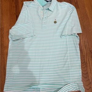 Striped Polo Shirt - Light Blue and White